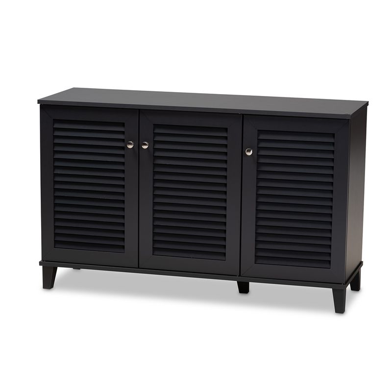 BAXTON STUDIO COOLIDGE MODERN AND CONTEMPORARY DARK GREY FINISHED 8-SHELF WOOD SHOE STORAGE CABINET