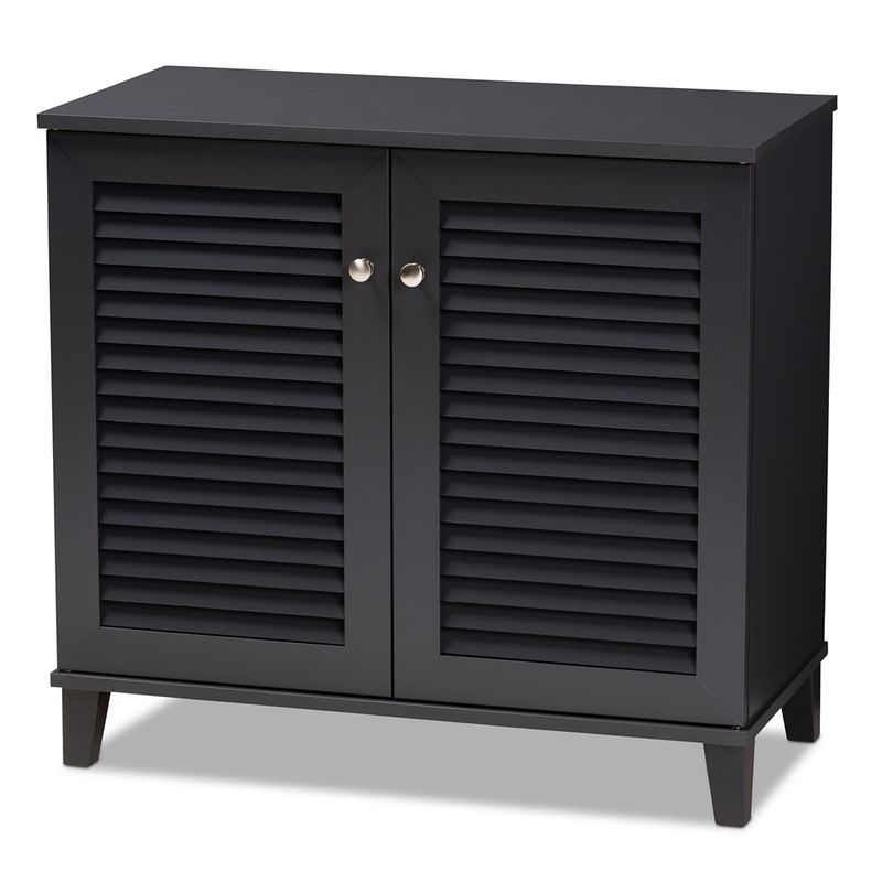 BAXTON STUDIO COOLIDGE MODERN AND CONTEMPORARY DARK GREY FINISHED 4-SHELF WOOD SHOE STORAGE CABINET