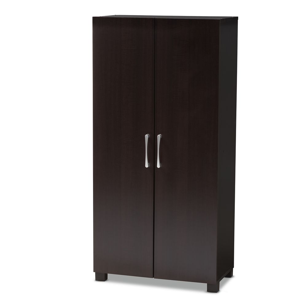 BAXTON STUDIO MARINE MODERN AND CONTEMPORARY TWO-TONE WENGE AND BLACK FINISHED 2-DOOR WOOD ENTRYWAY SHOE STORAGE CABINET