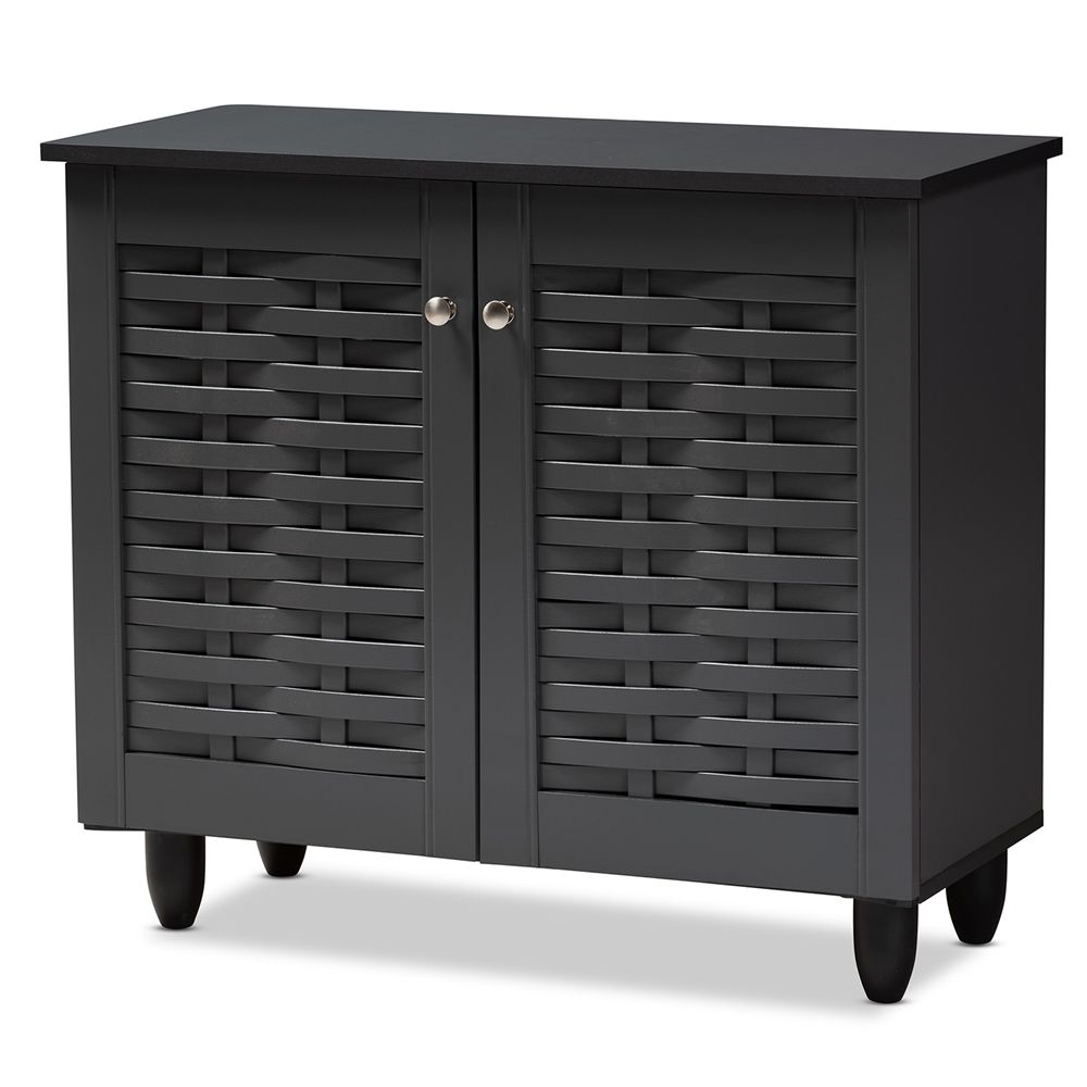 BAXTON STUDIO WINDA MODERN AND CONTEMPORARY DARK GRAY 2-DOOR WOODEN ENTRYWAY SHOE STORAGE CABINET