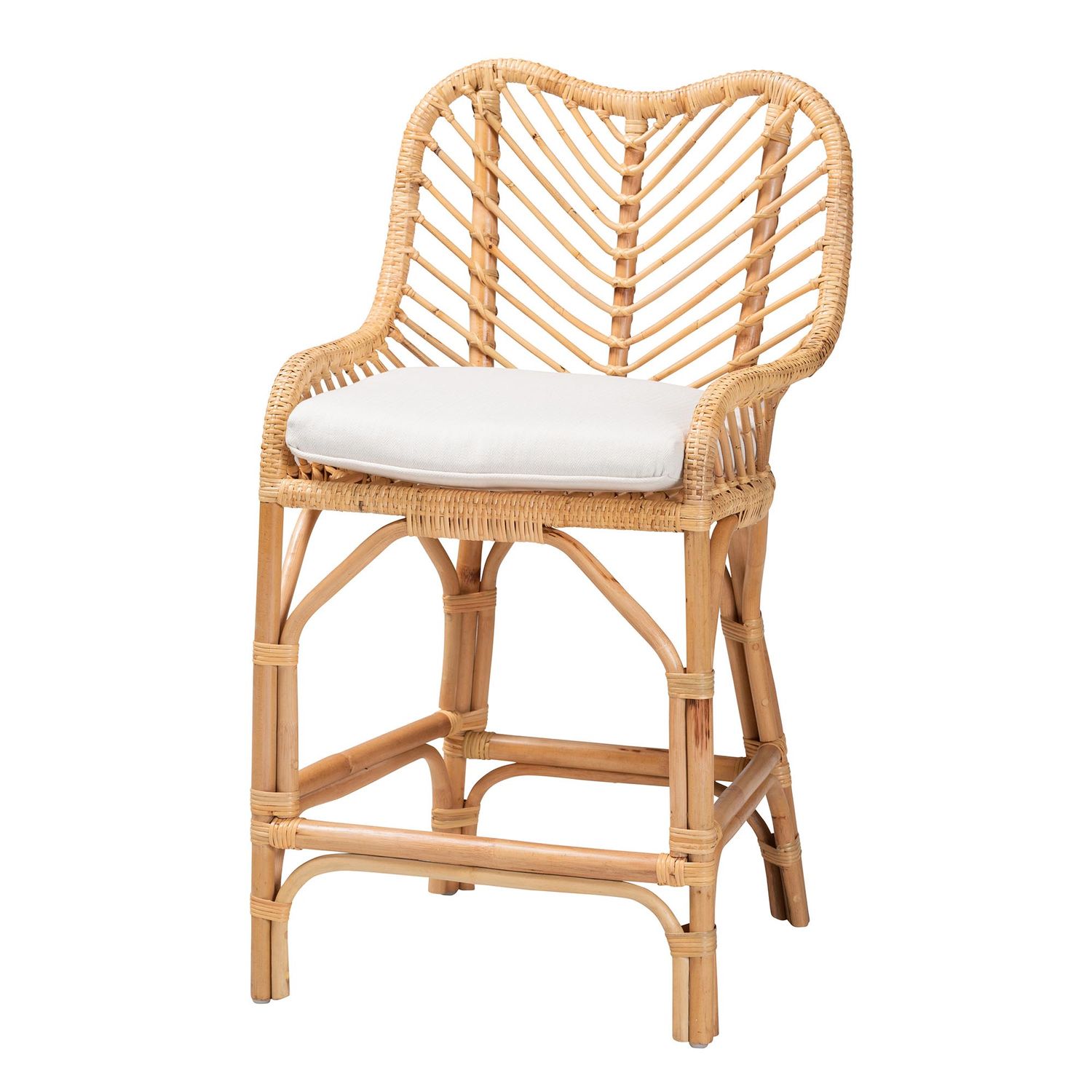 bali & pari Arween Modern Bohemian Natural Brown Rattan Counter Stool