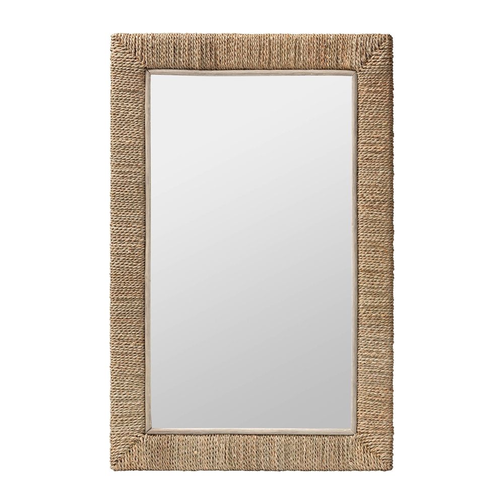 bali & pari Geralyn Japandi Natural Seagrass Rectangular Wall Mirror