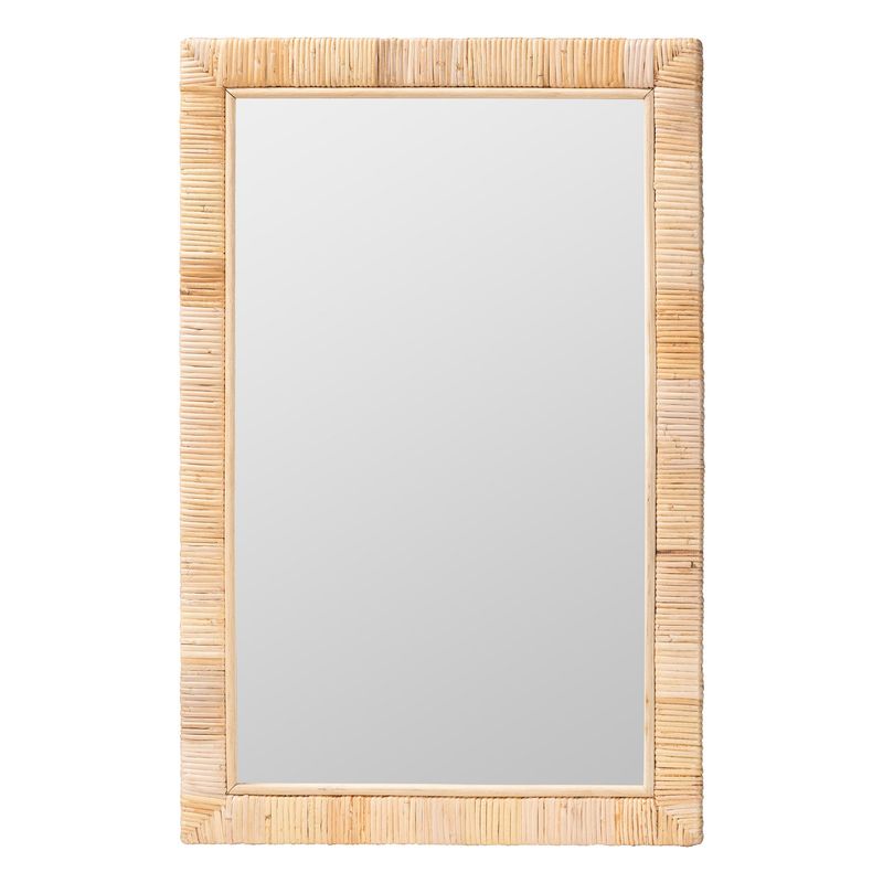 bali & pari Lankston Bohemian Natural Rattan Rectangle Accent Wall Mirror