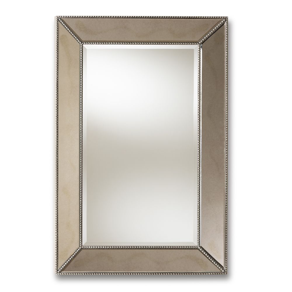 Baxton Studio Emelie Modern and Contemporary Antique Silver Finished Accent Wall Mirror