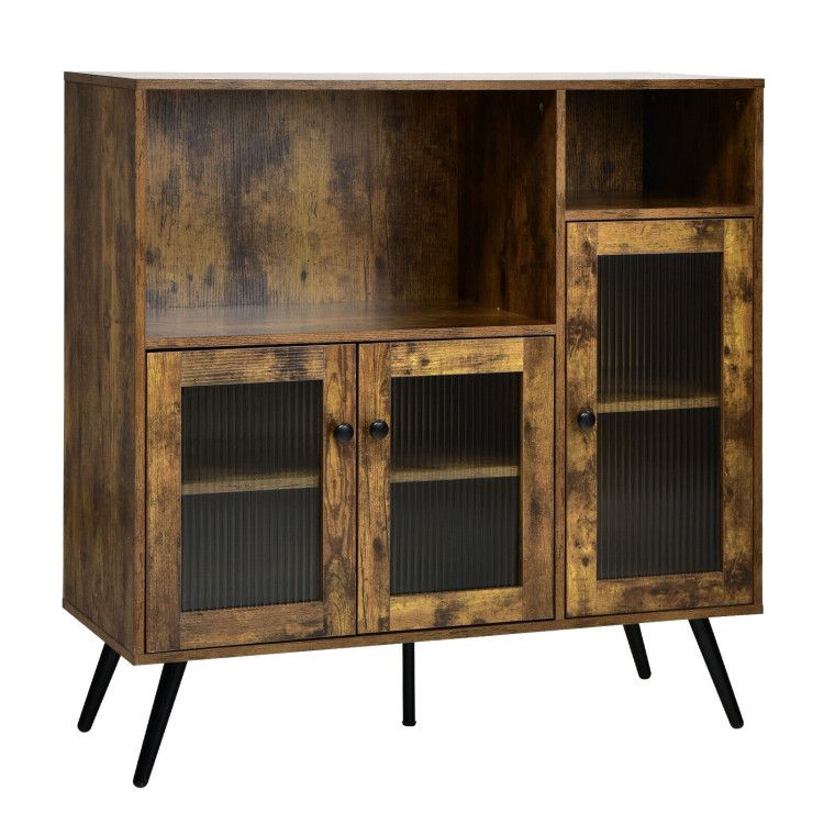 Buffet Storage Cupboard with Glass Door and Adjustable Shelves Buffet Storage Cupboard with Glass Door and Adjustable Shelves