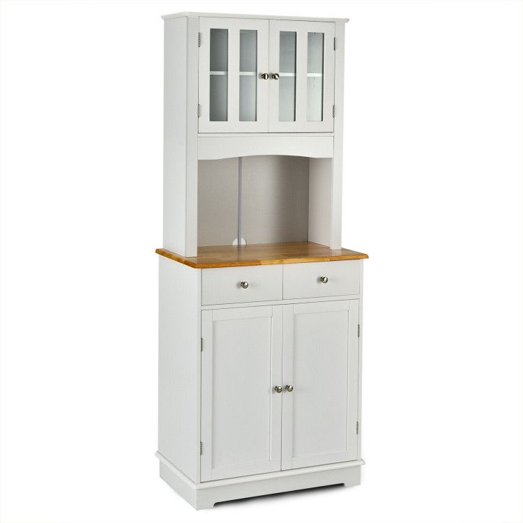 Kitchen Pantry Cabinet with Wood Top and Hutch Kitchen Pantry Cabinet with Wood Top and Hutch