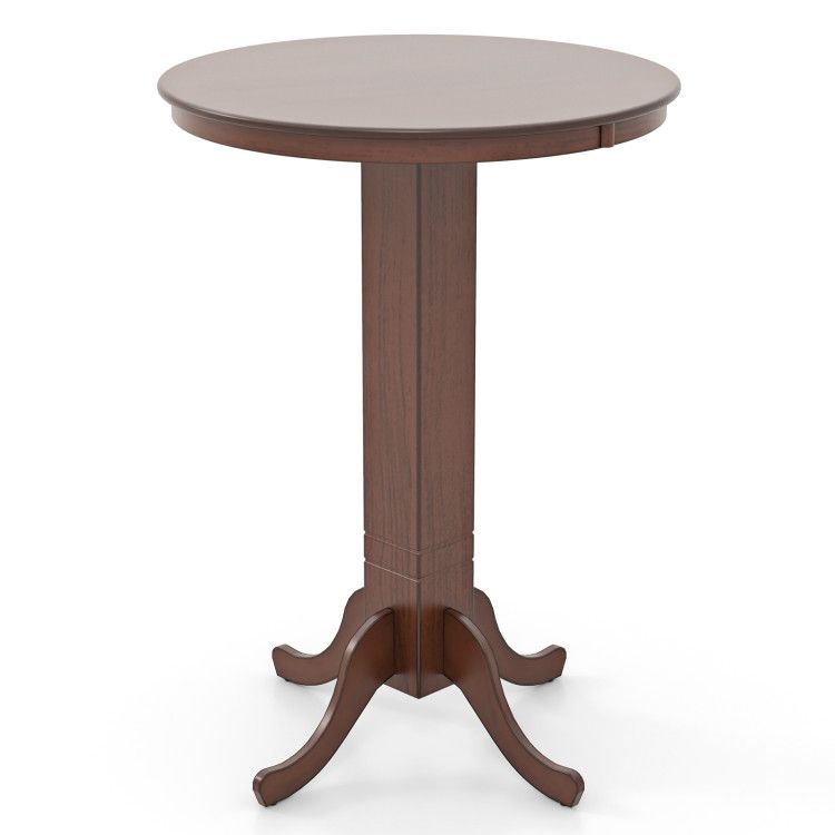 Wood Pub Round Dining Table with Pedestal Base Wood Pub Round Dining Table with Pedestal Base