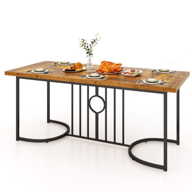 71 Inch Large Dining Table for 6-8 People Rectangular Wood Kitchen Table