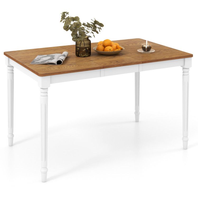 Extendable Dining Table with Rubber Wood Legs for 4-8 People