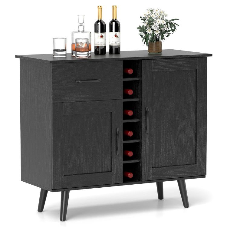 Modern Wine Bar Buffet Cabinet with 6-Bottle Wine Rack Modern Wine Bar Buffet Cabinet with 6-Bottle Wine Rack