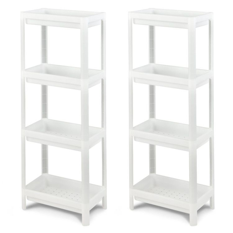 2 Packs 4-Tier Detachable Slim Storage Cart with Drainage Holes for Small Space