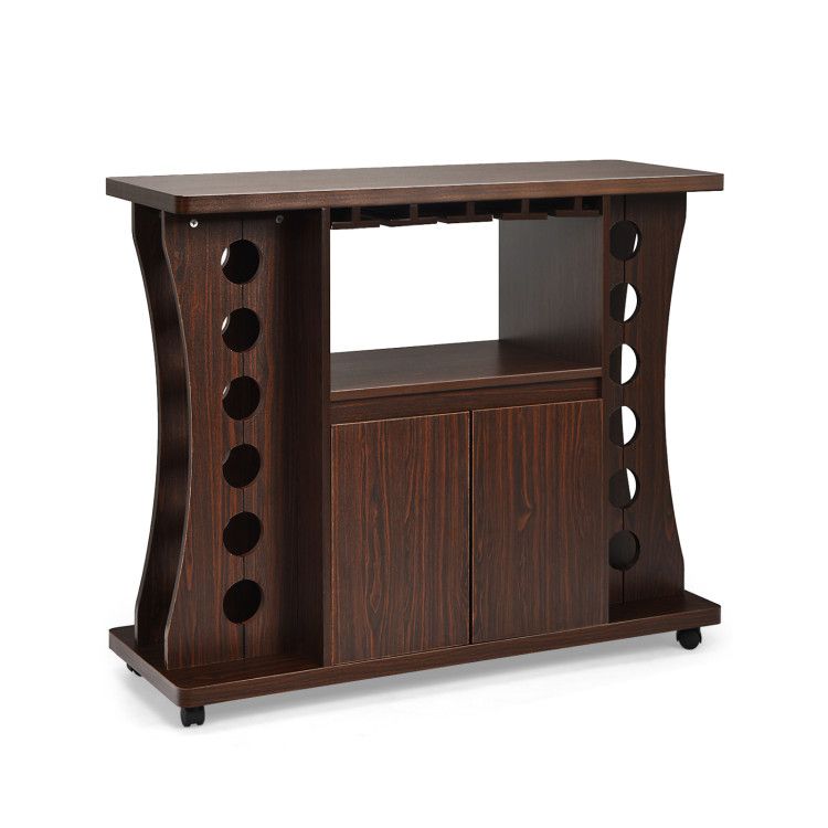 Rolling Buffet Sideboard Wooden Bar Storage Cabinet Rolling Buffet Sideboard Wooden Bar Storage Cabinet