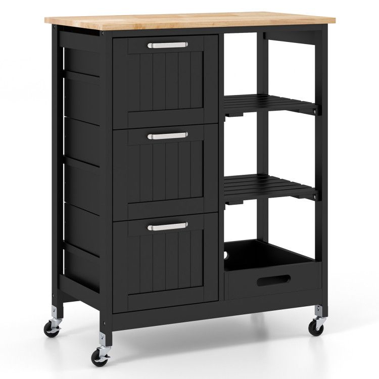 Rolling Kitchen Island Utility Storage Cart with 3 Large Drawers Rolling Kitchen Island Utility Storage Cart with 3 Large Drawers