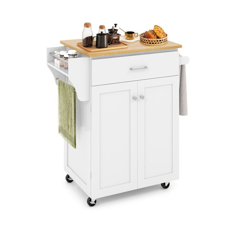 Rolling Kitchen Island with Spice Rack and Adjustable Shelf Rolling Kitchen Island with Spice Rack and Adjustable Shelf