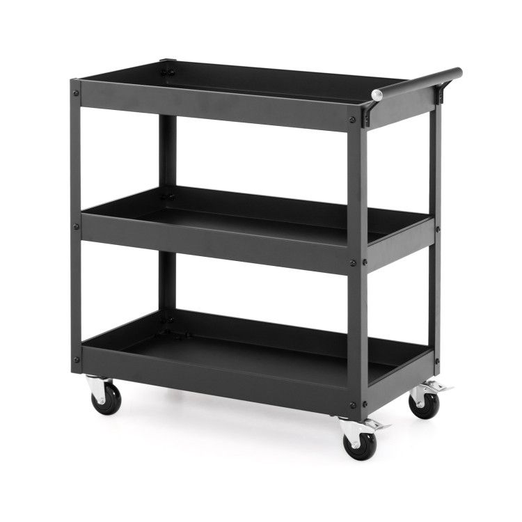 3-Tier Utility Cart with Steel Frame and Four Wheels 3-Tier Utility Cart with Steel Frame and Four Wheels