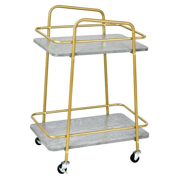 2-tier Kitchen Rolling Cart with Steel Frame and Lockable Casters 2-tier Kitchen Rolling Cart with Steel Frame and Lockable Casters