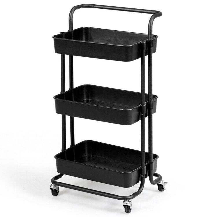 3-Tier Utility Cart Storage Rolling Cart with Casters 3-Tier Utility Cart Storage Rolling Cart with Casters