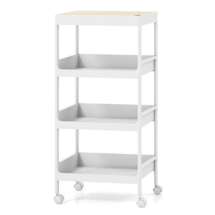 3/4 Tier Utility Rolling Cart with Detachable Tray Top and Locking Wheels