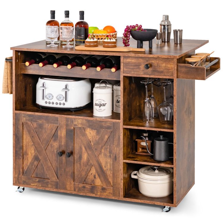 Rolling Kitchen Island Cart with Drop Leaf and Wine Rack Rolling Kitchen Island Cart with Drop Leaf and Wine Rack