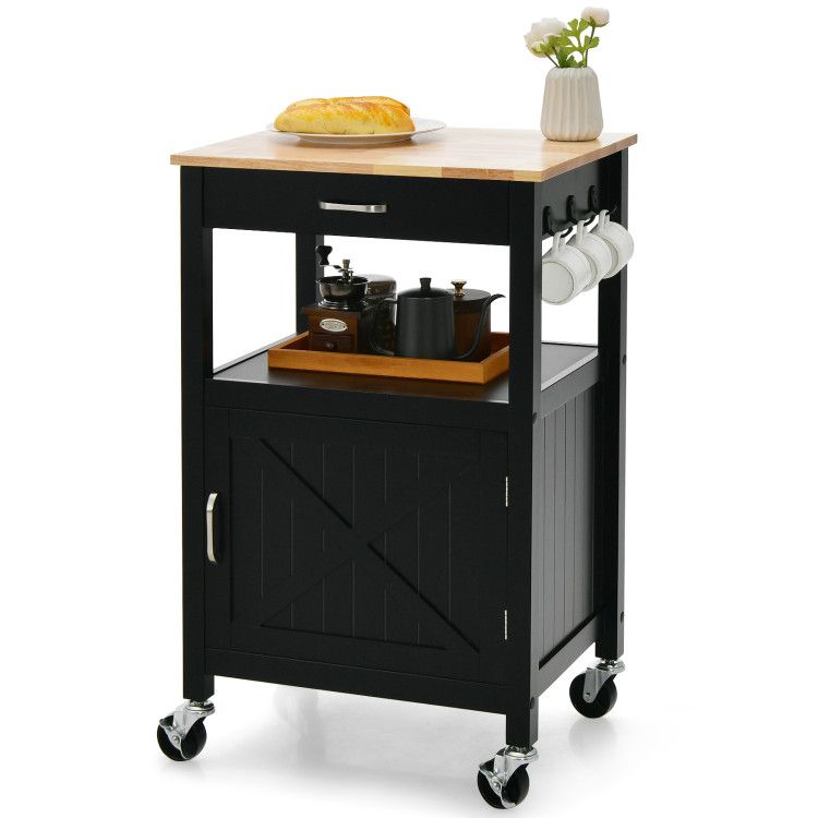 Rolling Kitchen Island Cart with Drawer and Side Hooks Rolling Kitchen Island Cart with Drawer and Side Hooks