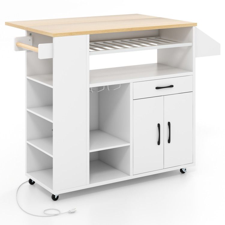 Rolling Kitchen Island Cart with Power Outlet for Dining Room Rolling Kitchen Island Cart with Power Outlet for Dining Room