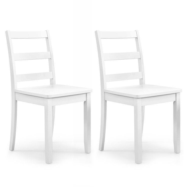 Set of 2 Wood Dining Chairs with Solid Rubber Wood Legs Set of 2 Wood Dining Chairs with Solid Rubber Wood Legs