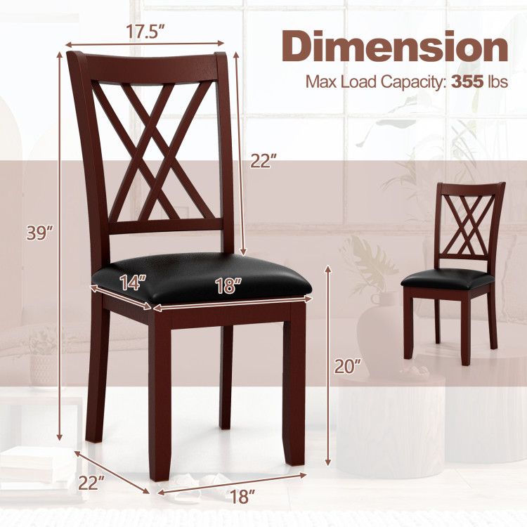 Set of 2 Dining Chair with Backrest and Padded Seat Set of 2 Dining Chair with Backrest and Padded Seat