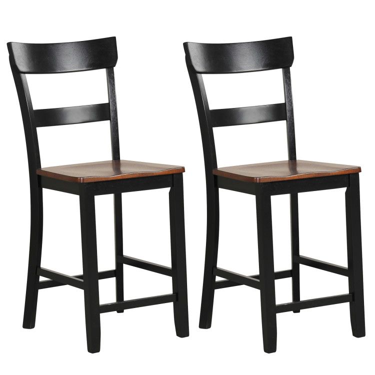 Farmhouse Dining Bar Stool Set of 2 with Solid Rubber Wood Frame Farmhouse Dining Bar Stool Set of 2 with Solid Rubber Wood Frame