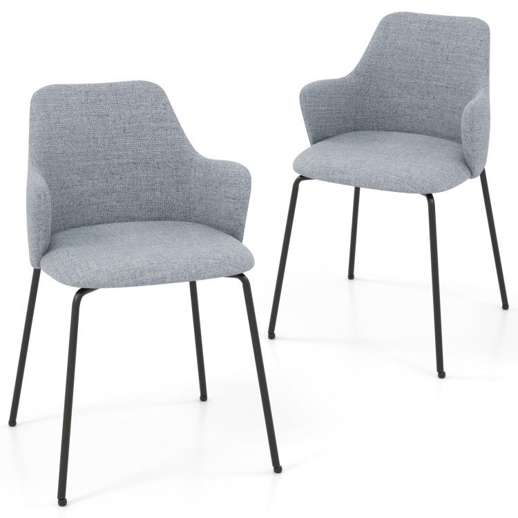 Dining Chairs Set of 2 with Curved Backrest, Wide Seat and Armrests