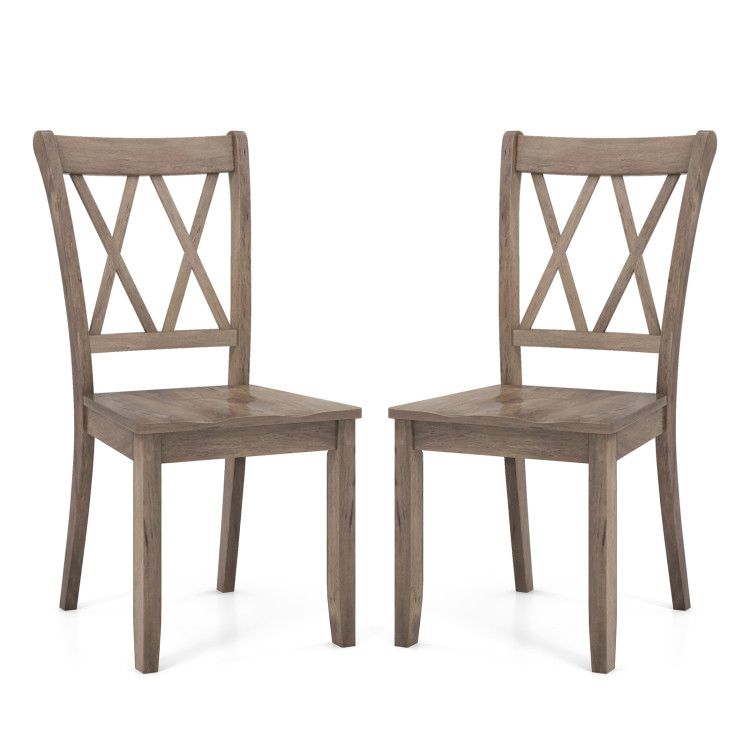 Set of 2 Wooden Dining Chairs Mid Century Farmhouse Retro Kitchen Chairs