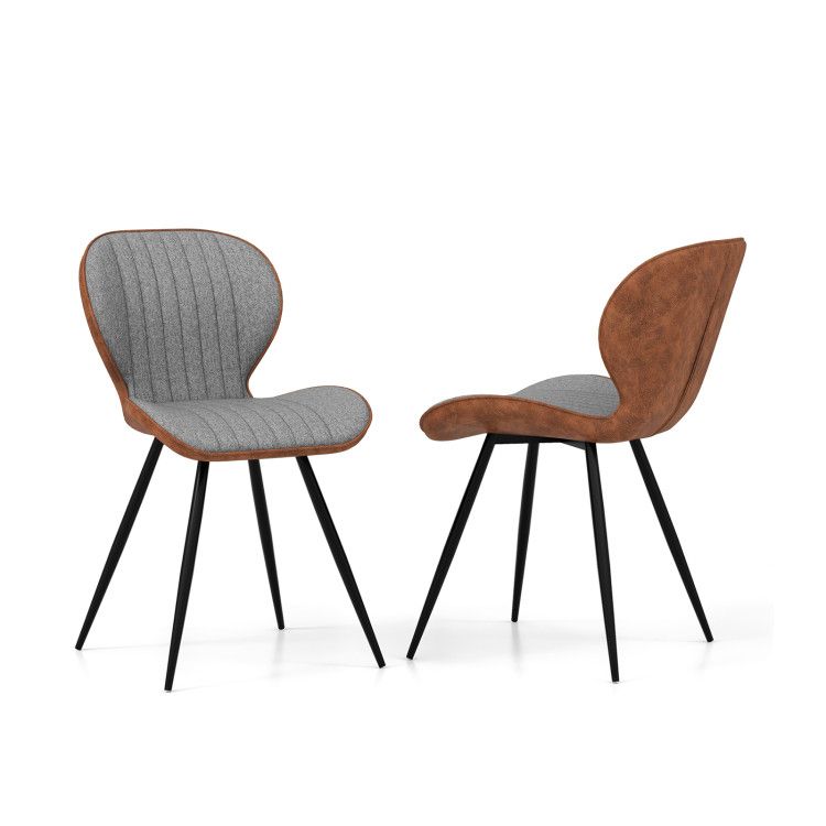 Set of 2 Armless Dining Chair Modern Accent Chairs with Curved Backrest