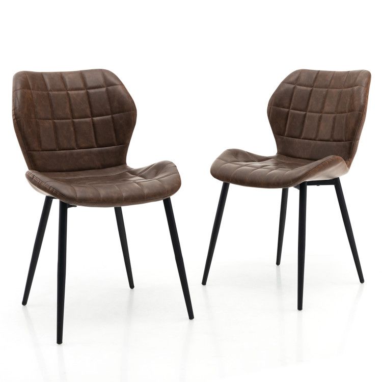 Dining Chairs Set of 2 with Padded Back, Metal Legs and Adjustable Foot Pads