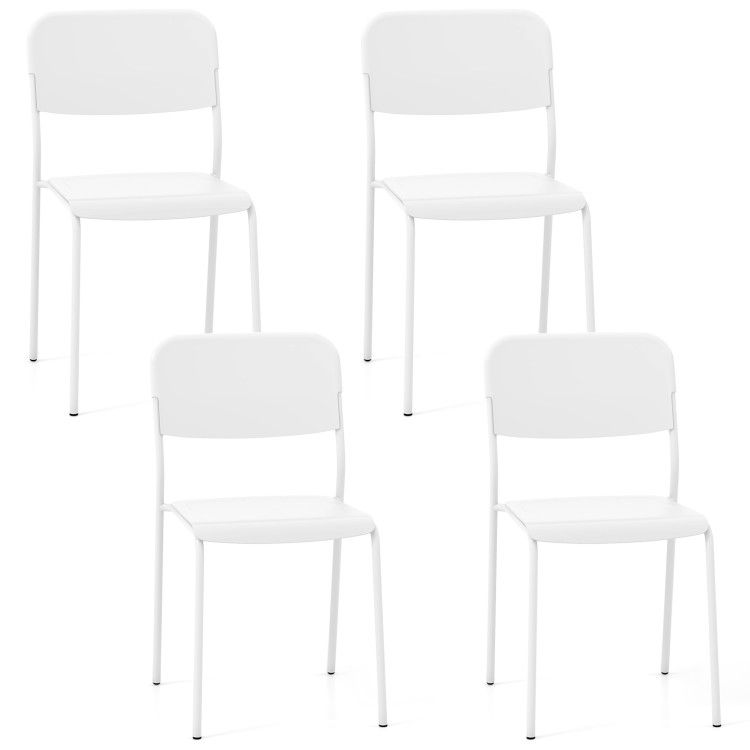 Modern Dining Chairs Set of 4 with Tilted Backrest and Sturdy Metal Legs