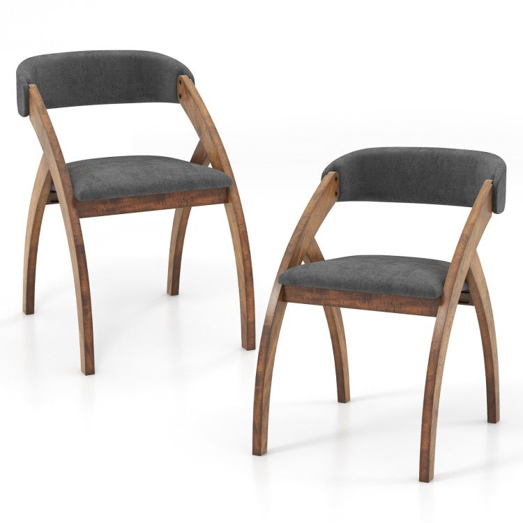Dining Chair Set of 2 with Padded Cushion and Curved Back for Living Room