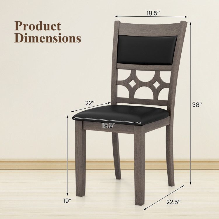 Upholstered Dining Chair Set of 2 with Padded Backrest and Seat