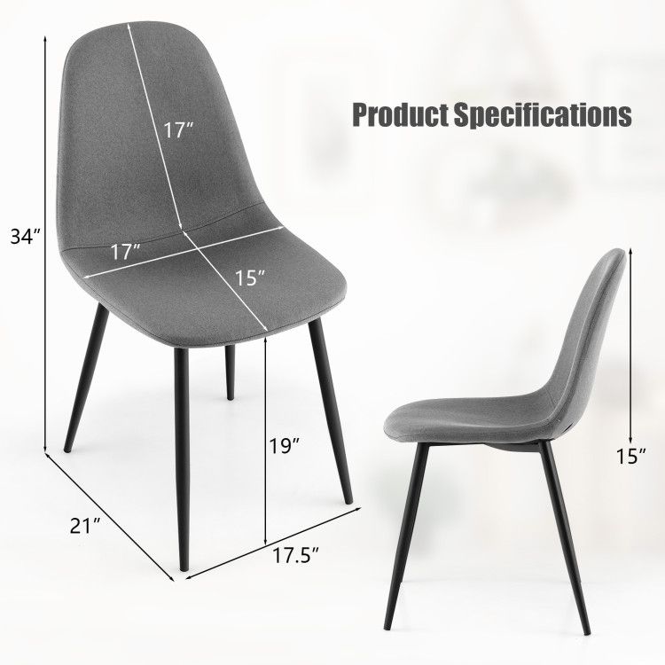 Dining Chairs Set of 4 with Black Metal Legs