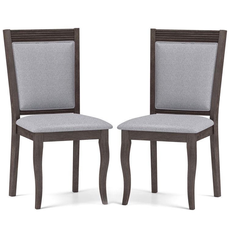 Wood Dining Chairs Set of 2 with Rubber Wood Frame and Padded Seat