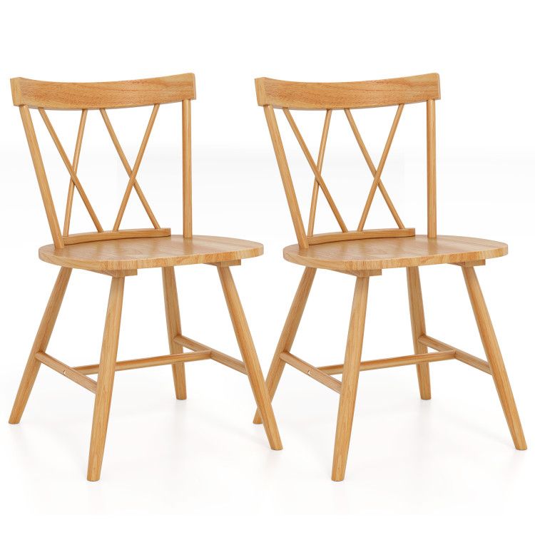 Farmhouse Kitchen Dining Chair Set of 2 with Rubber Wood Frame