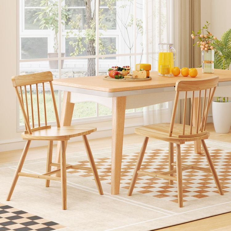 Farmhouse Kitchen Chair Set of 2 with Rubber Wood Frame