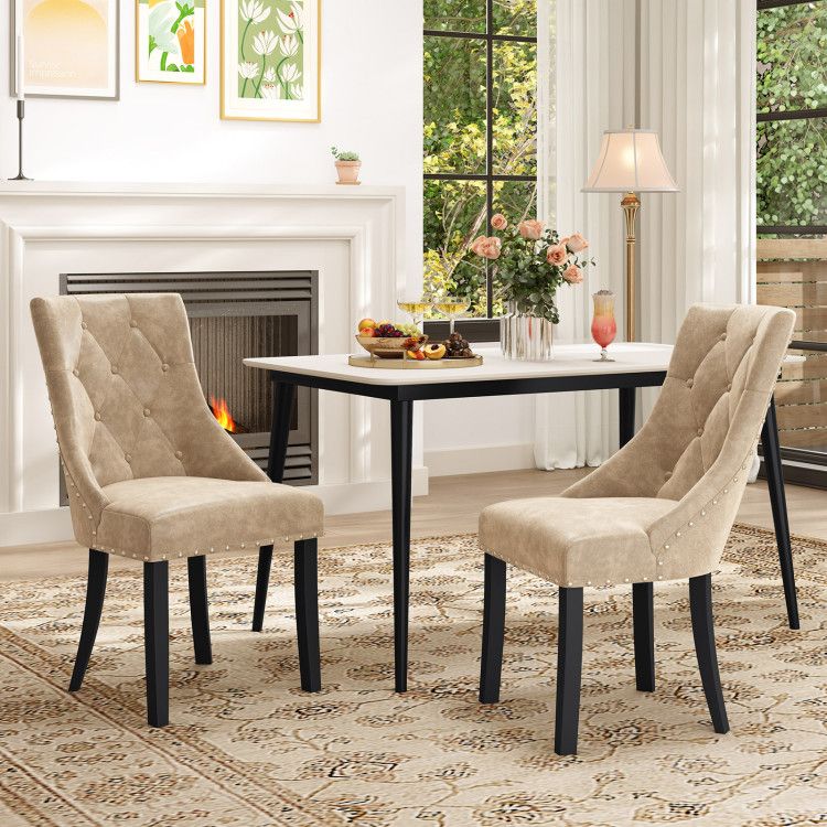 Tufted Wingback Upholstered Dining Chairs Set of 2
