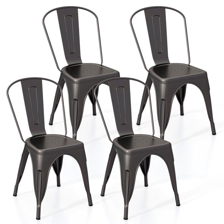 Metal Dining Chairs Set of 4 with Removable Backrest for Dining Room Restaurant Living Room