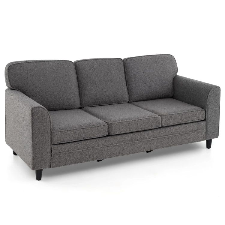 Upholstered Teddy Velvet 3-Seat Sofa with Comfy Back Pillows Upholstered Teddy Velvet 3-Seat Sofa with Comfy Back Pillows