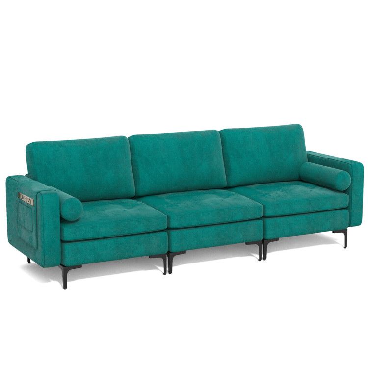3-Seat Sofa Sectional with Side Storage Pocket and Metal Leg 3-Seat Sofa Sectional with Side Storage Pocket and Metal Leg
