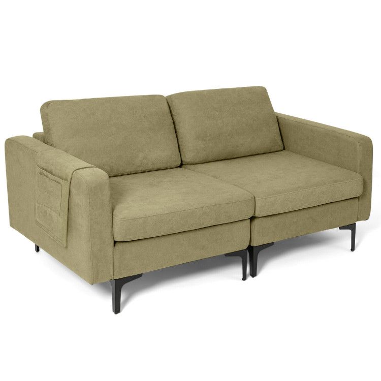 Modern Loveseat Sofa Couch with Side Storage Pocket Modern Loveseat Sofa Couch with Side Storage Pocket