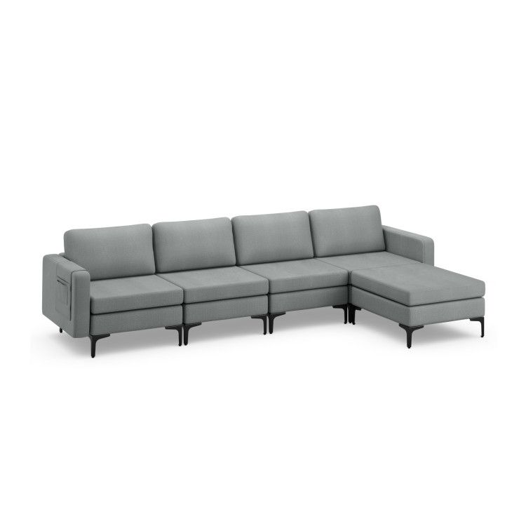 Modular L-shaped Sectional Sofa with Reversible Ottoman and 2 USB Ports Modular L-shaped Sectional Sofa with Reversible Ottoman and 2 USB Ports