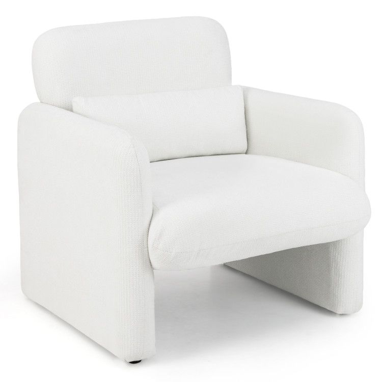 Modern Upholstered Chenille Accent Chair with Removable Lumbar Pillow
