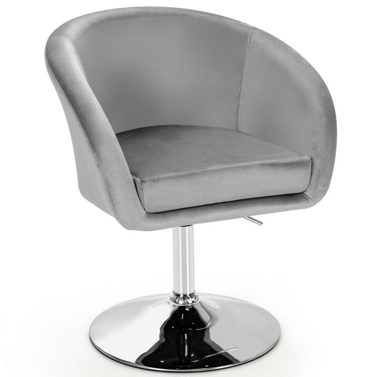 360-Degree Swivel Accent Chair with Round-Back and Chrome Frame for Makeup