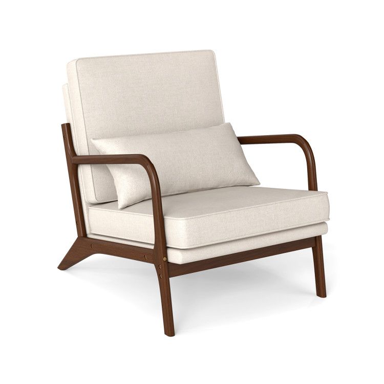 Modern Accent Chair with Rubber Wood Armrests and Removable Back Modern Accent Chair with Rubber Wood Armrests and Removable Back
