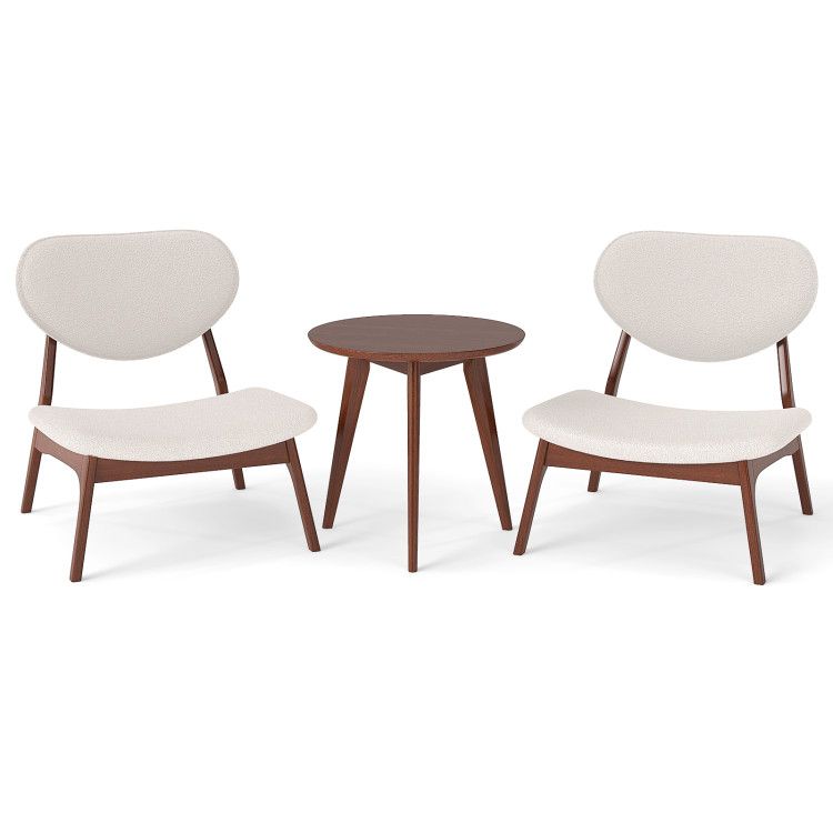 Accent Chairs Set of 2 with Side Table and Solid Wood Frame
