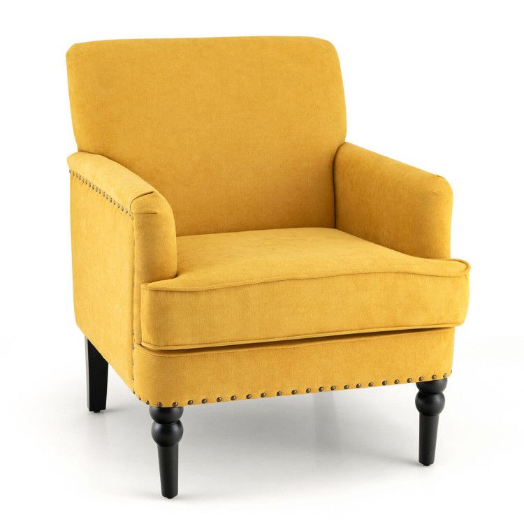 Modern Upholstered Padded Accent Chair with Rubber Wood Legs
